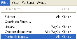 MenÃº del filtro de Punto de fuga