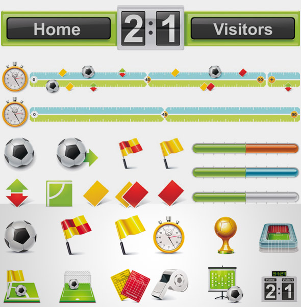 Iconos y elementos vectoriales de futbol